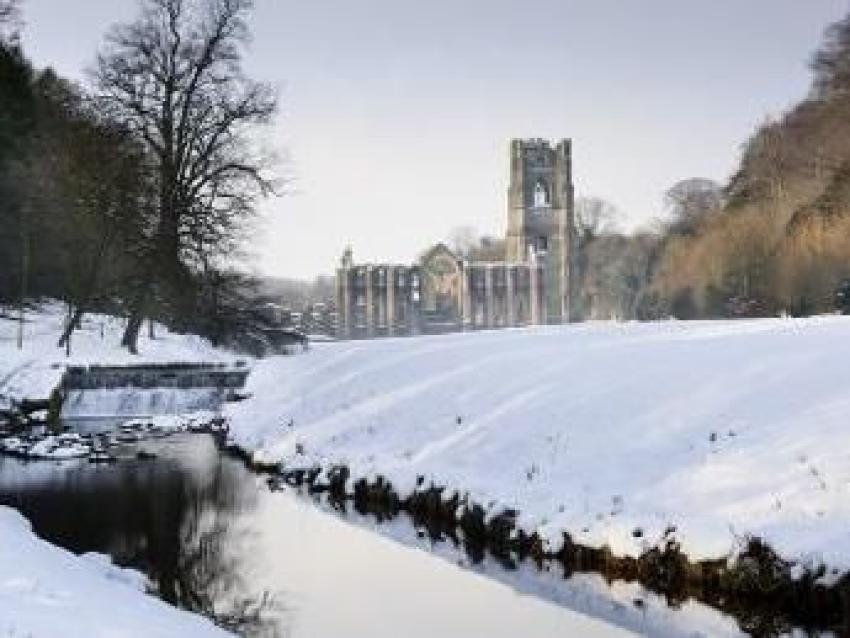 Fountains Abbey Snow Winter 637519